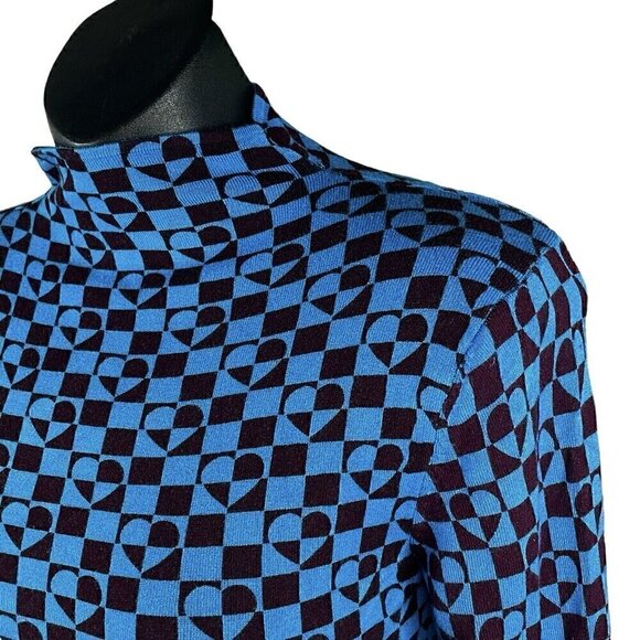 Urban Outfitters Geometric Hearts Long Sleeve Knit Lightweight Sweater Women XS - Picture 4 of 10